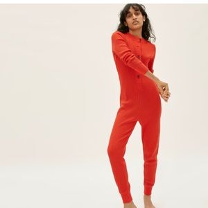 Everlane - The Waffle Knit Onesie - Red - Medium
